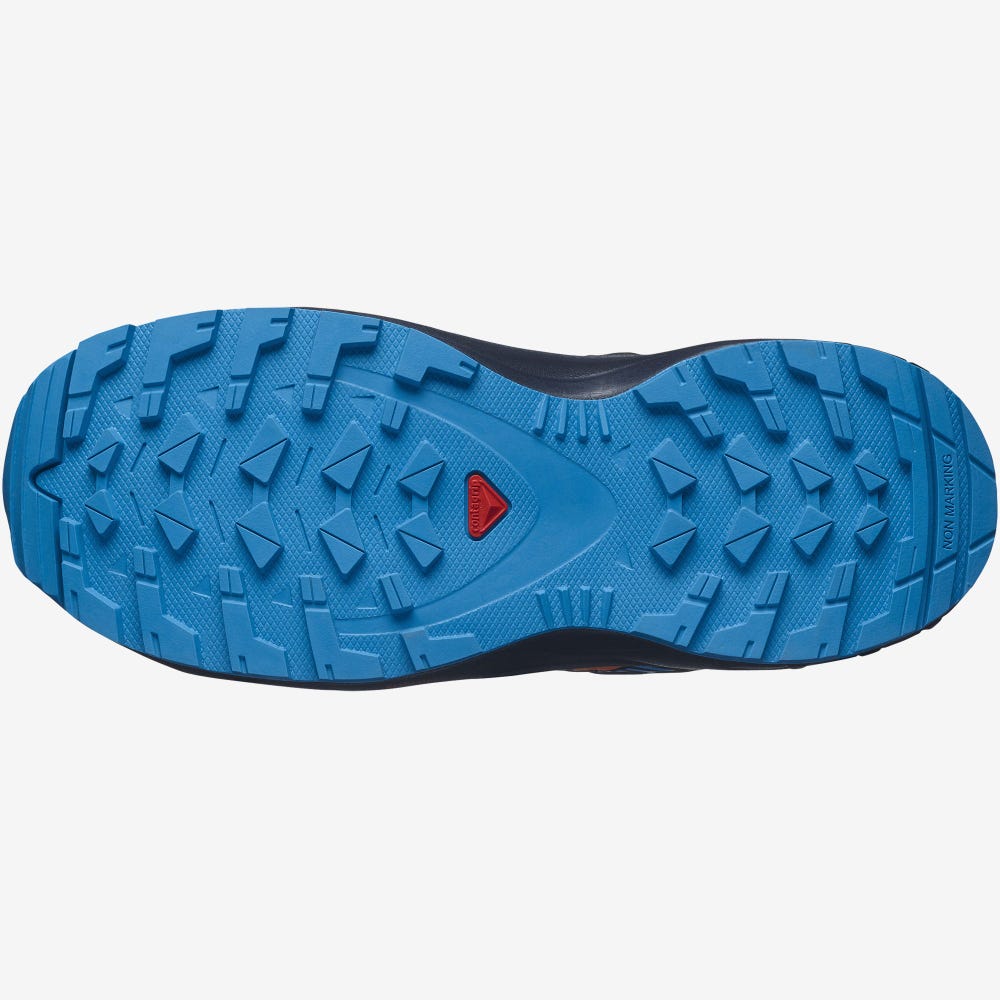 Kids' Salomon XA PRO V8 CLIMASALOMON™ WATERPROOF Trail Running Shoes Navy/Orange | SCUV-40591