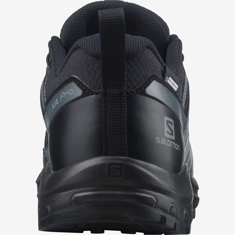 Kids' Salomon XA PRO V8 CLIMASALOMON™ WATERPROOF Trail Running Shoes Black | VJSE-70941