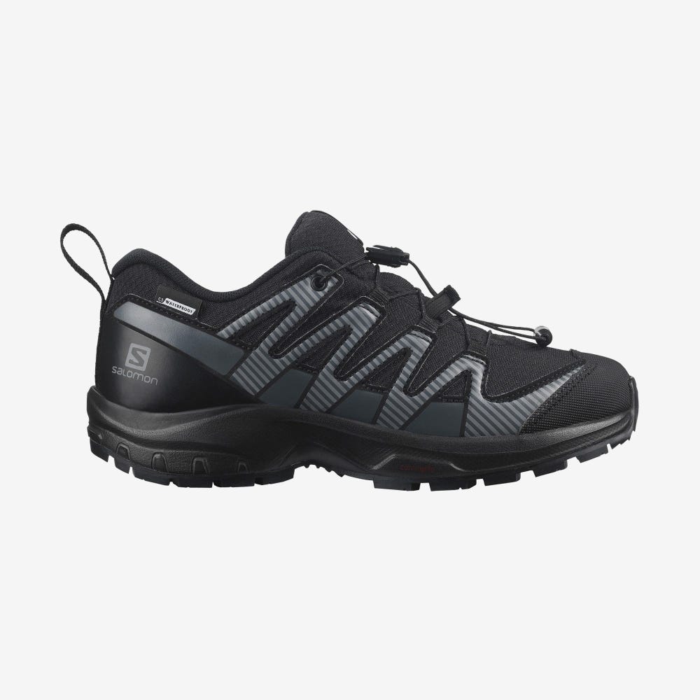 Kids\' Salomon XA PRO V8 CLIMASALOMON™ WATERPROOF Trail Running Shoes Black | VJSE-70941