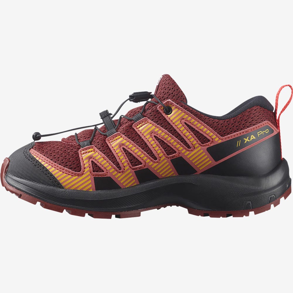 Kids' Salomon XA PRO V8 Hiking Boots Red/Black/Red | YZBQ-86054