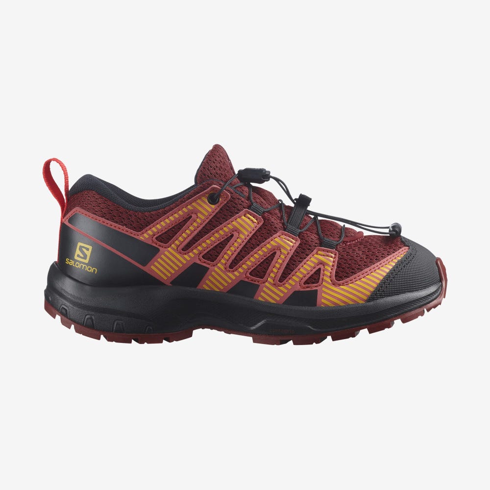 Kids\' Salomon XA PRO V8 Hiking Boots Red/Black/Red | YZBQ-86054