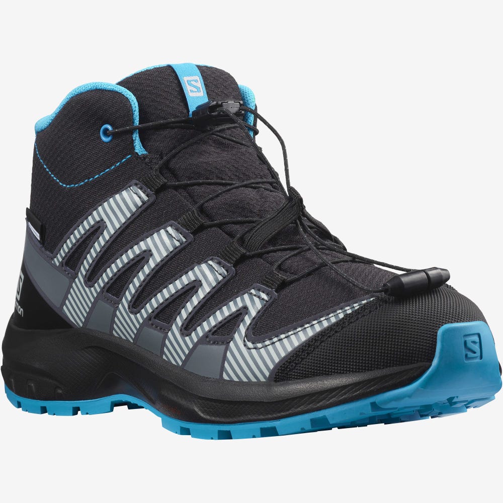 Kids' Salomon XA PRO V8 MID CLIMASALOMON™ WATERPROOF Trail Running Shoes Black | QLFC-15342