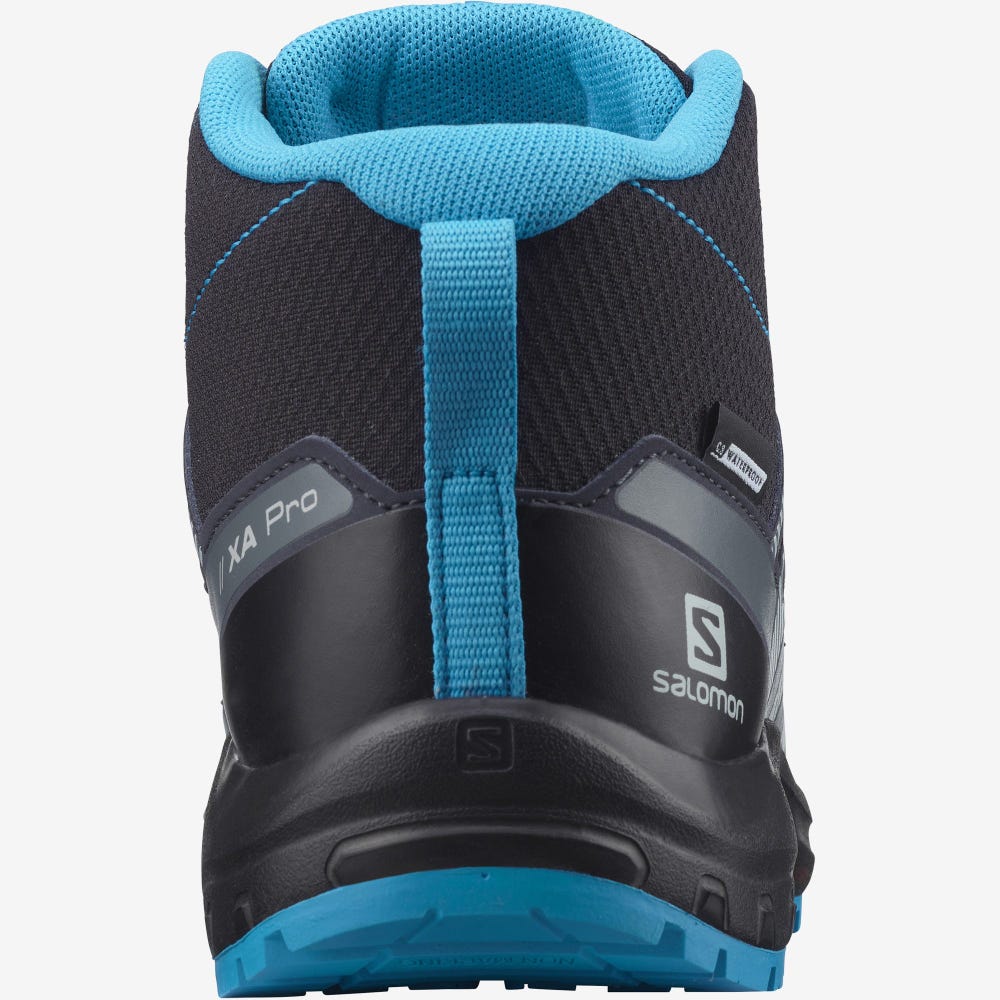 Kids' Salomon XA PRO V8 MID CLIMASALOMON™ WATERPROOF Trail Running Shoes Black | QLFC-15342