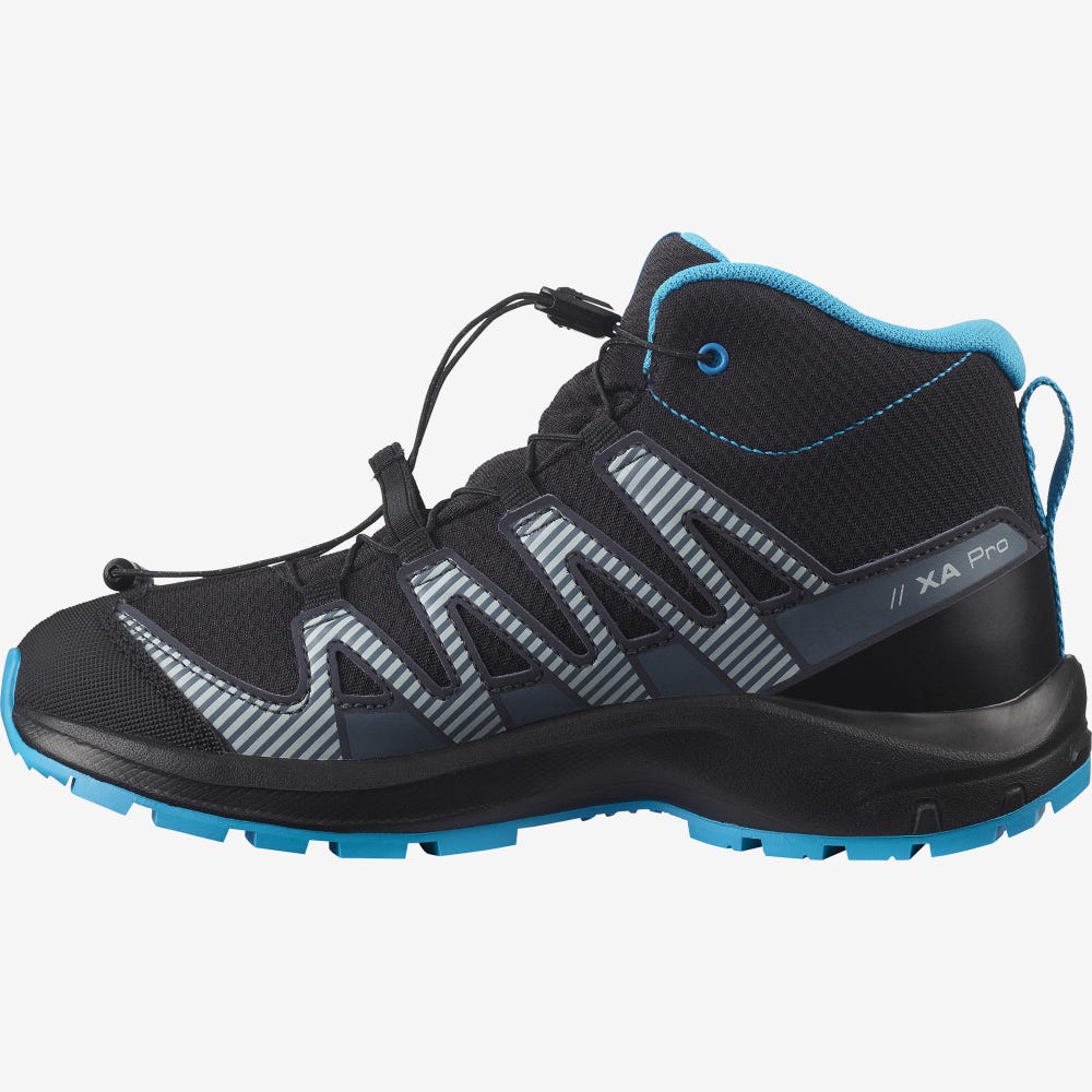 Kids' Salomon XA PRO V8 MID CLIMASALOMON™ WATERPROOF Trail Running Shoes Black | QLFC-15342