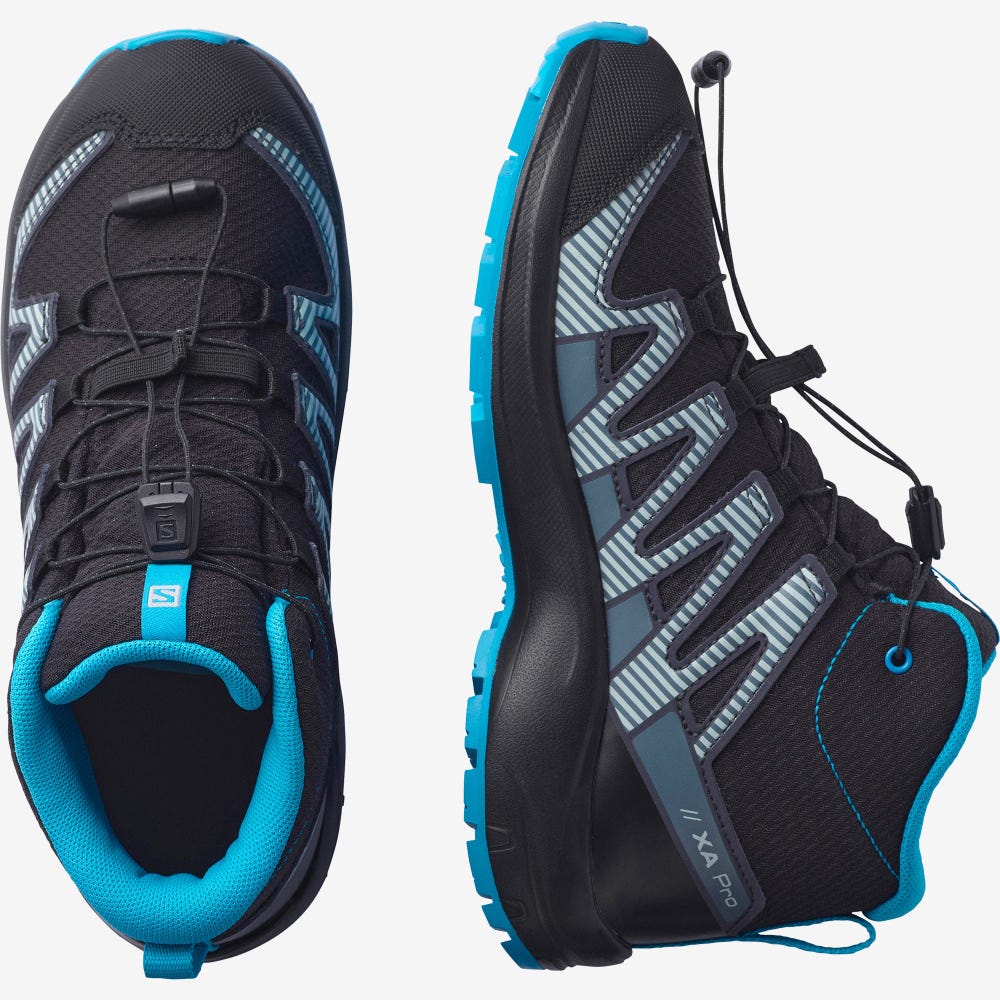 Kids' Salomon XA PRO V8 MID CLIMASALOMON™ WATERPROOF Trail Running Shoes Black | QLFC-15342