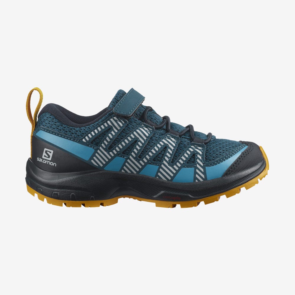Kids\' Salomon XA PRO V8 Trail Running Shoes Blue | GQET-43295