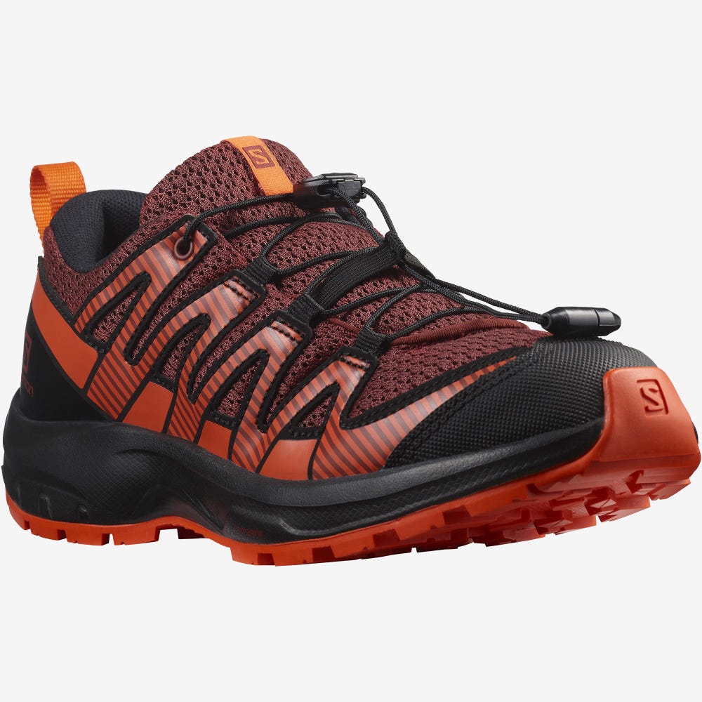 Kids' Salomon XA PRO V8 Trail Running Shoes Brown/Black/Red Orange | IJTK-29547