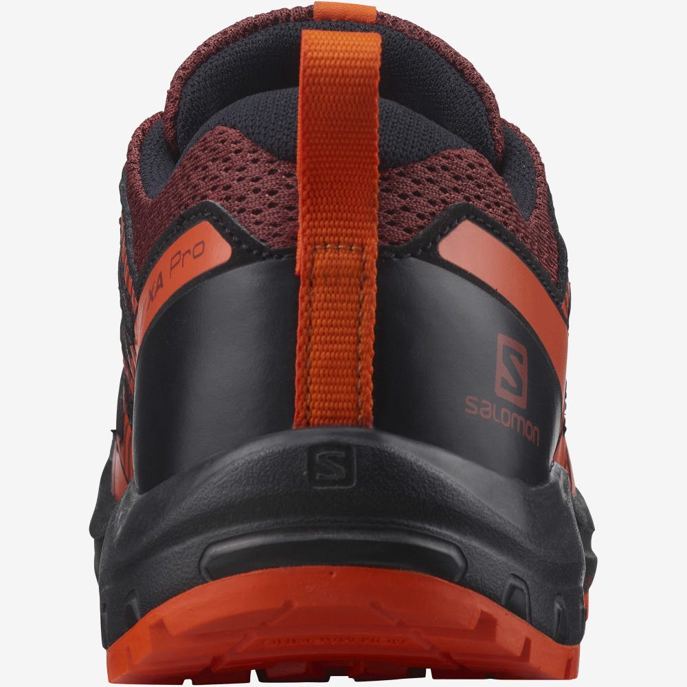 Kids' Salomon XA PRO V8 Trail Running Shoes Brown/Black/Red Orange | IJTK-29547