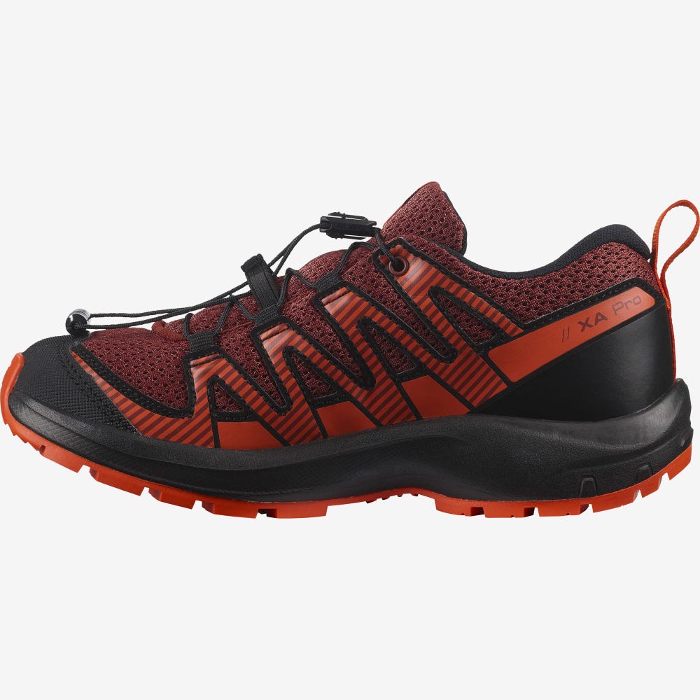 Kids' Salomon XA PRO V8 Trail Running Shoes Brown/Black/Red Orange | IJTK-29547
