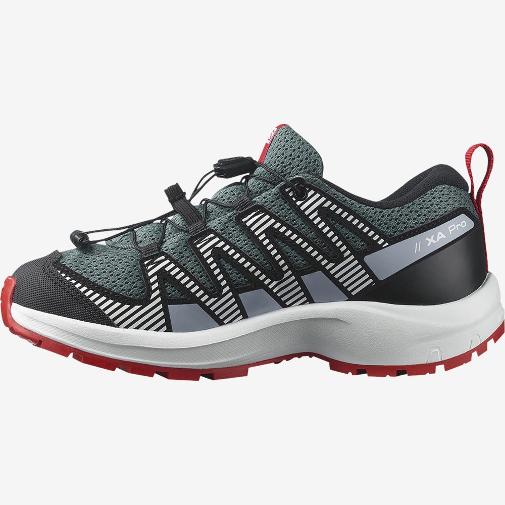 Kids' Salomon XA PRO V8 Trail Running Shoes Grey/Blue | KMVD-93842