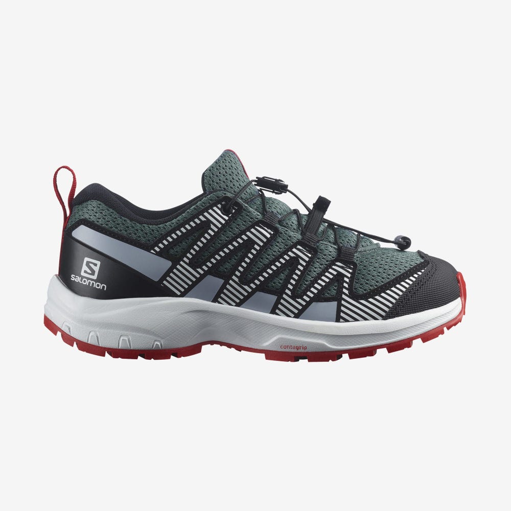 Kids\' Salomon XA PRO V8 Trail Running Shoes Grey/Blue | KMVD-93842