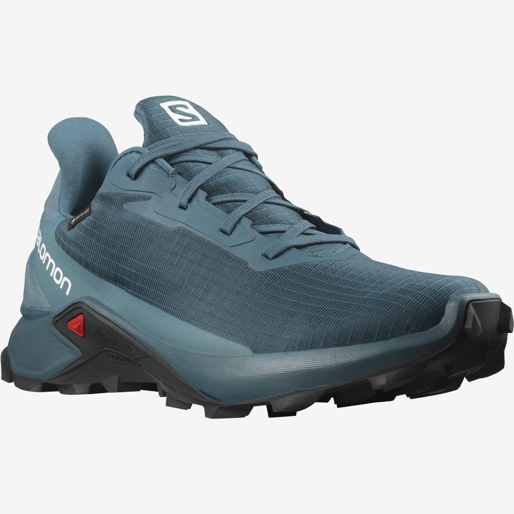 Men's Salomon ALPHACROSS 3 GORE-TEX Trail Running Shoes Blue | CBQA-81092