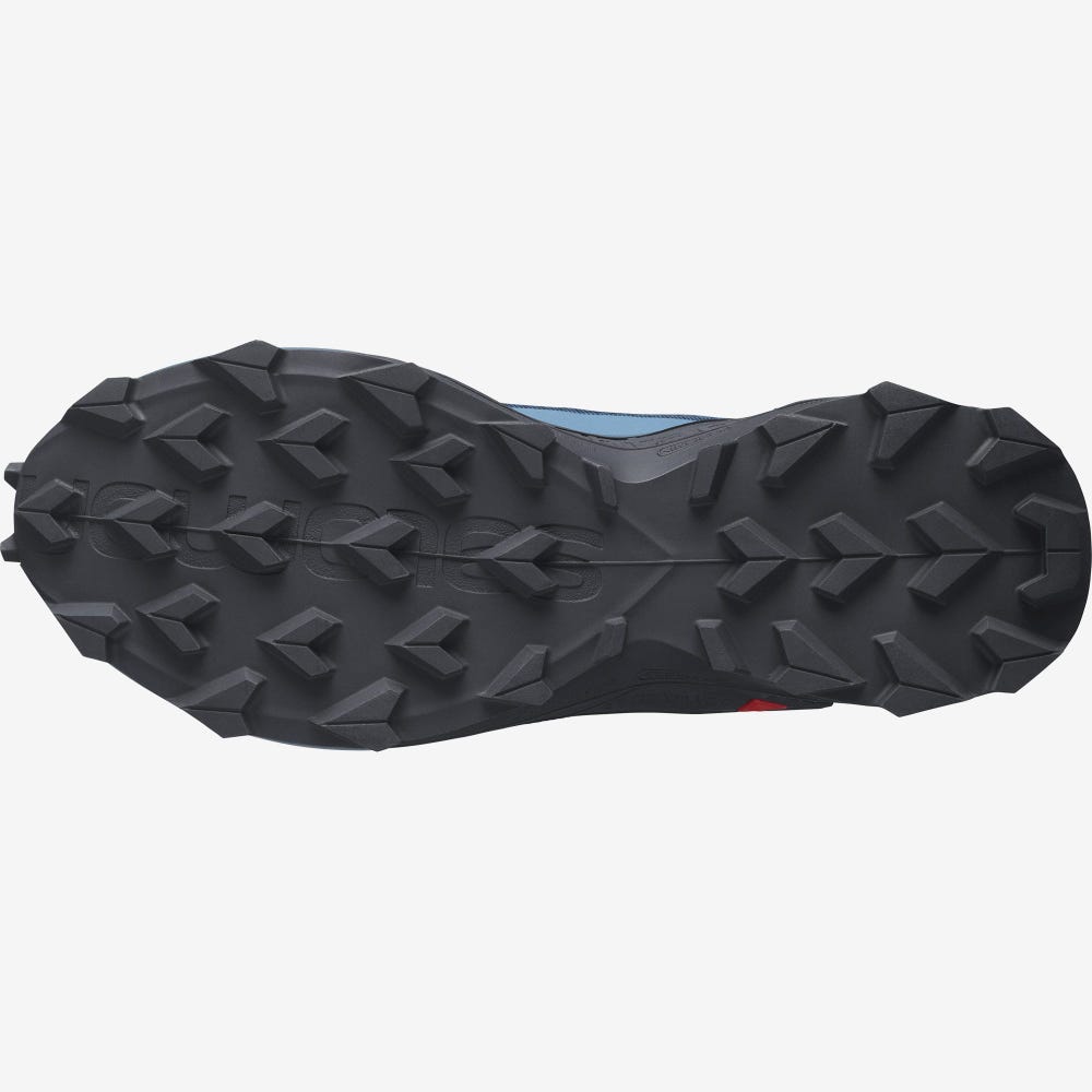 Men's Salomon ALPHACROSS 3 GORE-TEX Trail Running Shoes Blue | CBQA-81092