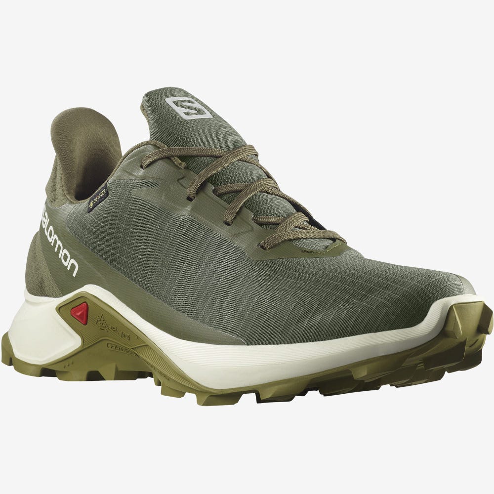 Men's Salomon ALPHACROSS 3 GORE-TEX Trail Running Shoes Olive/Light Yellow/Green | JBXV-25184