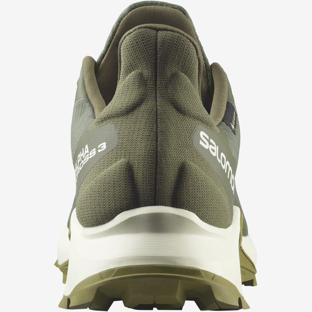 Men's Salomon ALPHACROSS 3 GORE-TEX Trail Running Shoes Olive/Light Yellow/Green | JBXV-25184