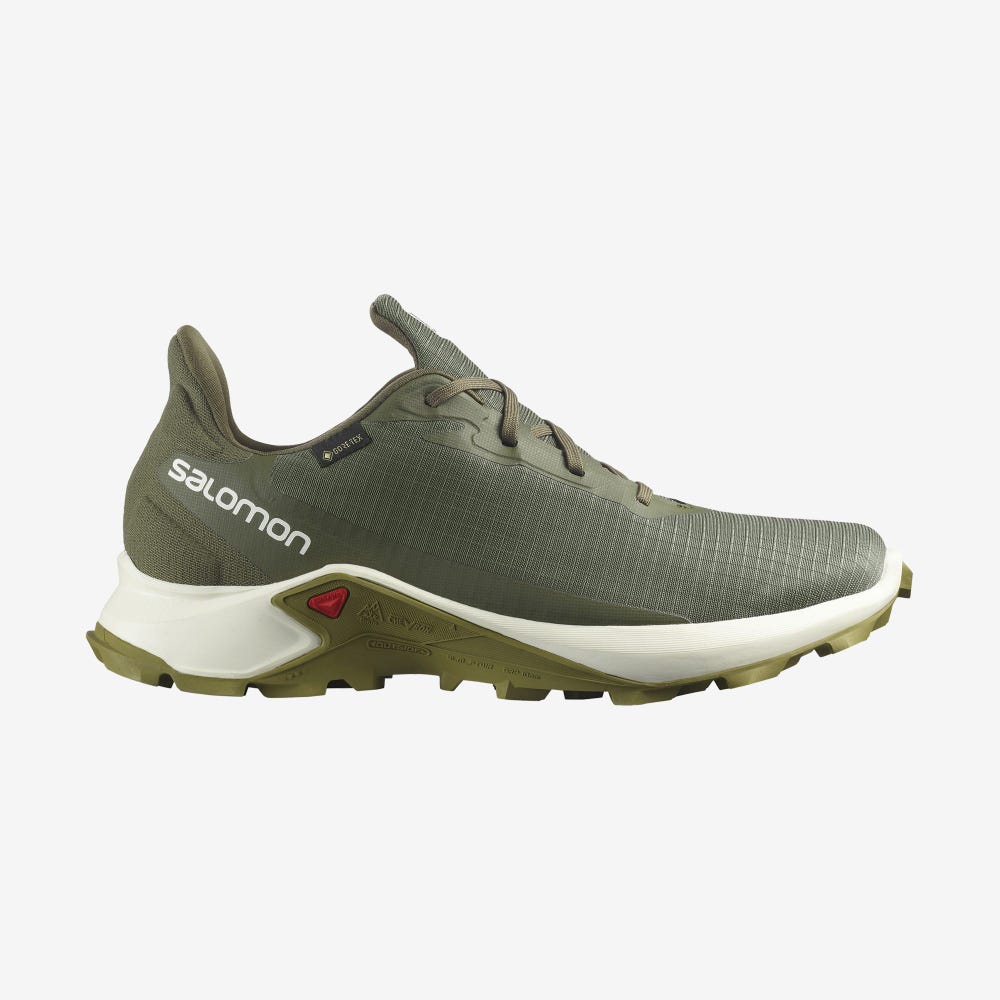 Men\'s Salomon ALPHACROSS 3 GORE-TEX Trail Running Shoes Olive/Light Yellow/Green | JBXV-25184