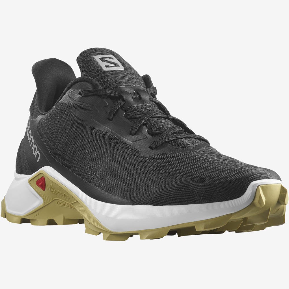 Men's Salomon ALPHACROSS 3 Trail Running Shoes Black/White/Green | ZBVP-91564