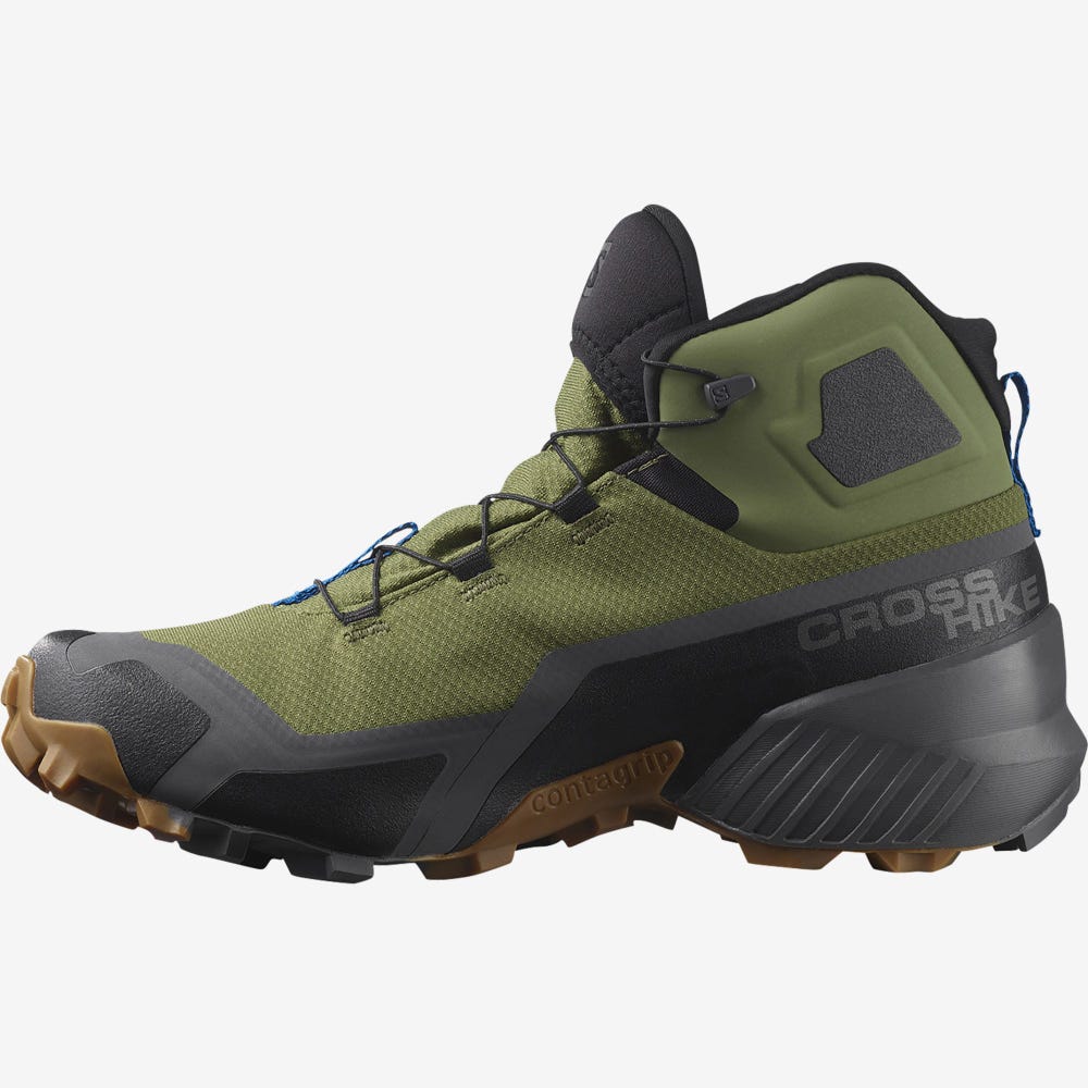 Men's Salomon CROSS HIKE MID GORE-TEX Hiking Boots Olive | HKDP-18973