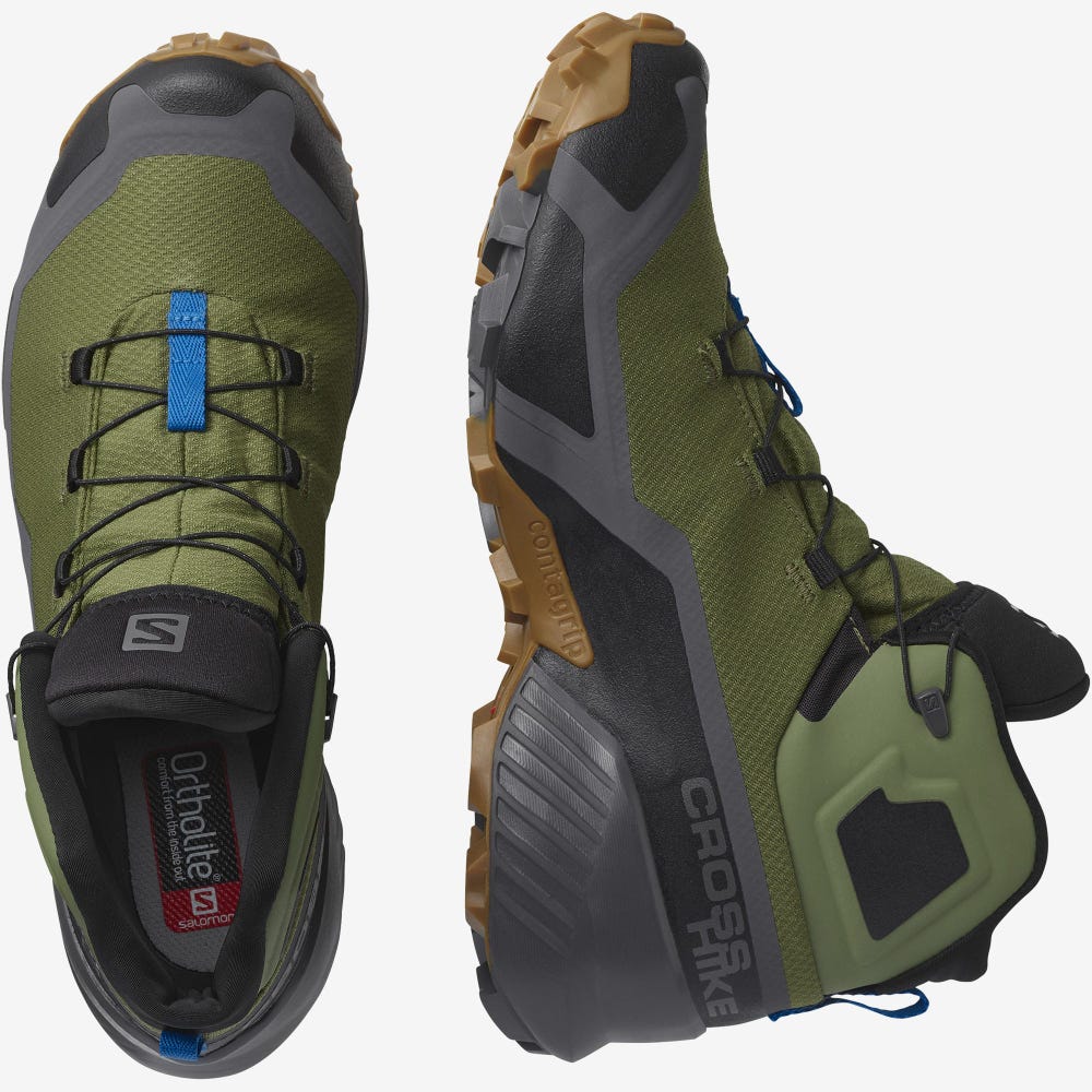 Men's Salomon CROSS HIKE MID GORE-TEX Hiking Boots Olive | HKDP-18973