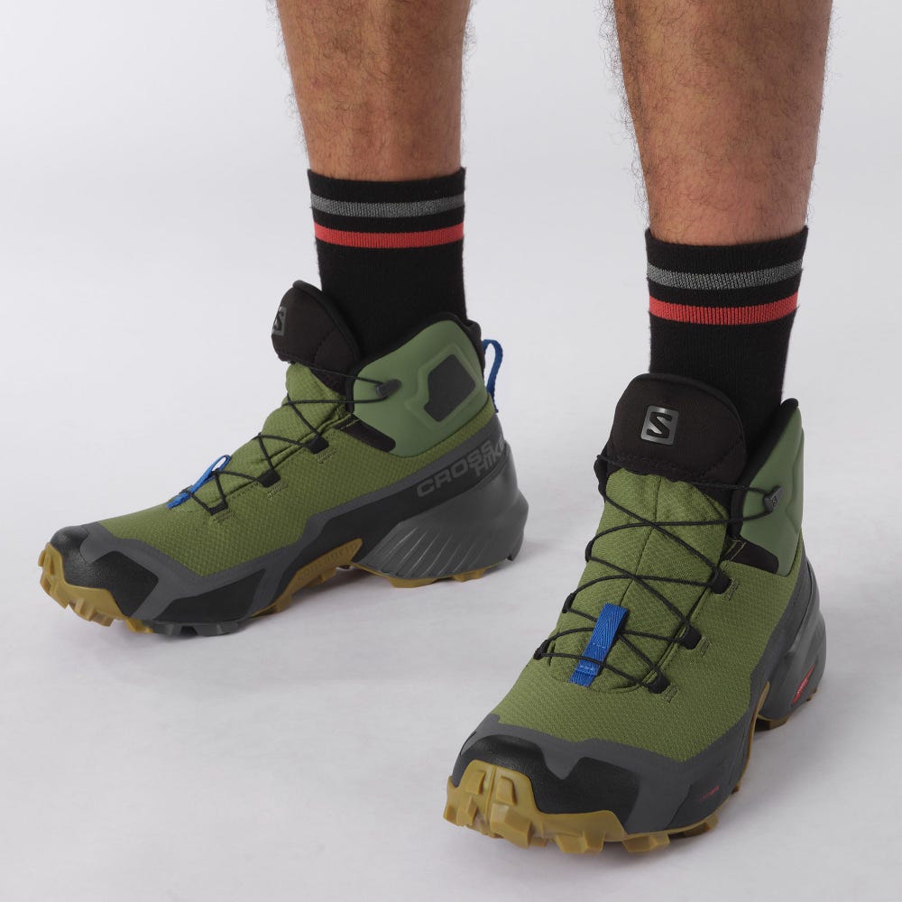 Men's Salomon CROSS HIKE MID GORE-TEX Hiking Boots Olive | HKDP-18973