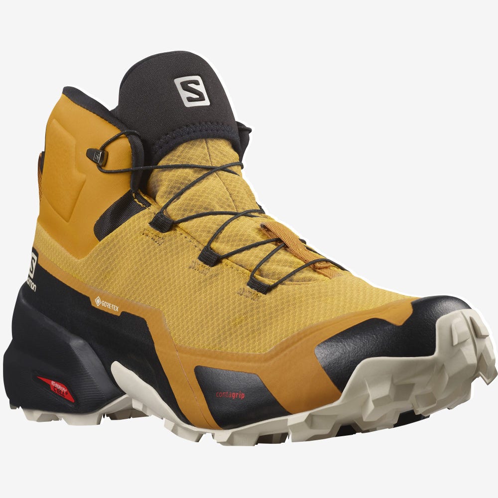 Men's Salomon CROSS HIKE MID GORE-TEX Hiking Boots Yellow/Black | MGFH-59786
