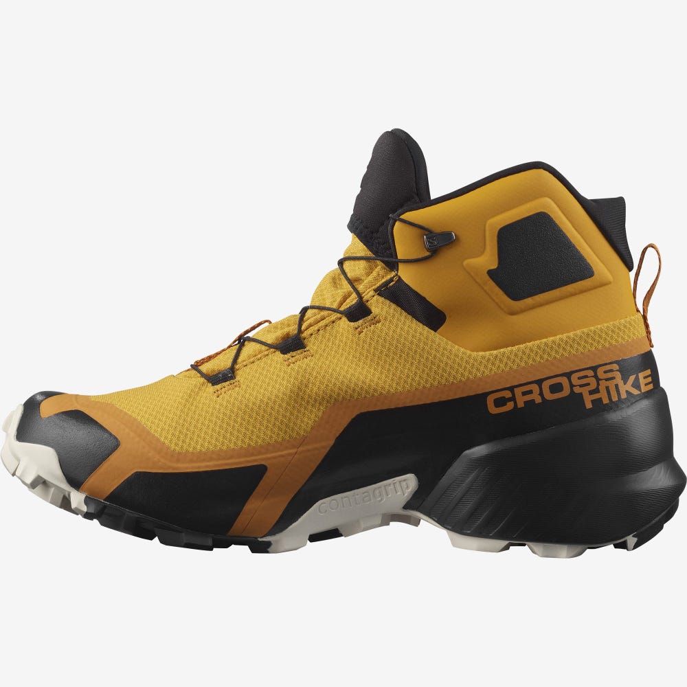 Men's Salomon CROSS HIKE MID GORE-TEX Hiking Boots Yellow/Black | MGFH-59786