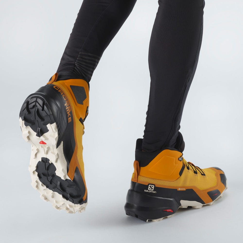 Men's Salomon CROSS HIKE MID GORE-TEX Hiking Boots Yellow/Black | MGFH-59786