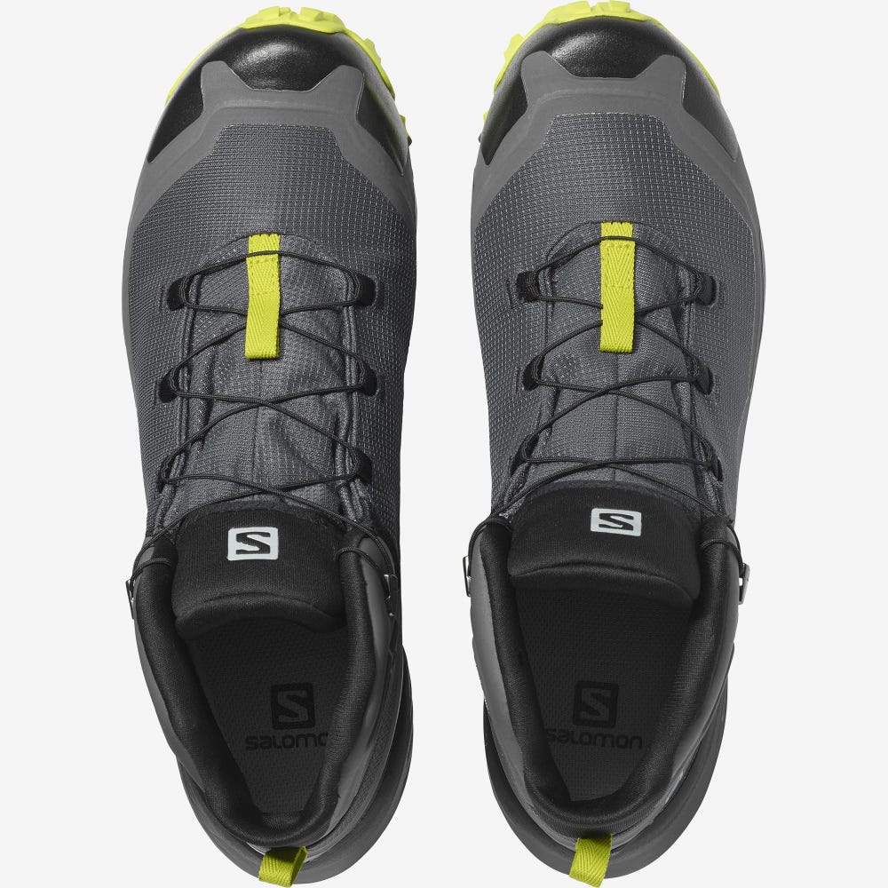 Men's Salomon CROSS HIKE MID GORE-TEX Hiking Boots Grey/Black/Light Green | VMNH-46187