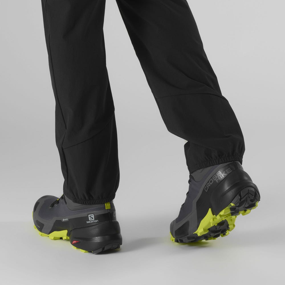 Men's Salomon CROSS HIKE MID GORE-TEX Hiking Boots Grey/Black/Light Green | VMNH-46187