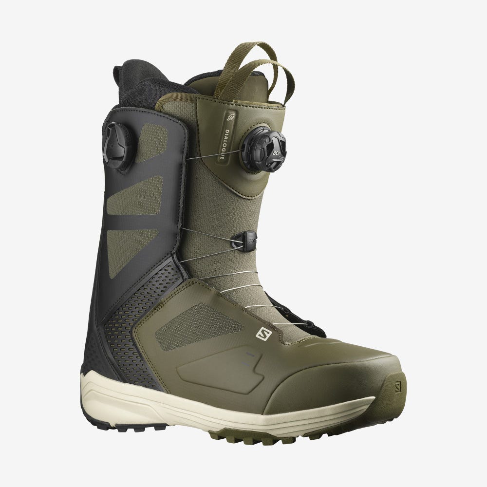Men\'s Salomon DIALOGUE DUAL BOA Snowboard Boots Olive/Black | DKRL-46790