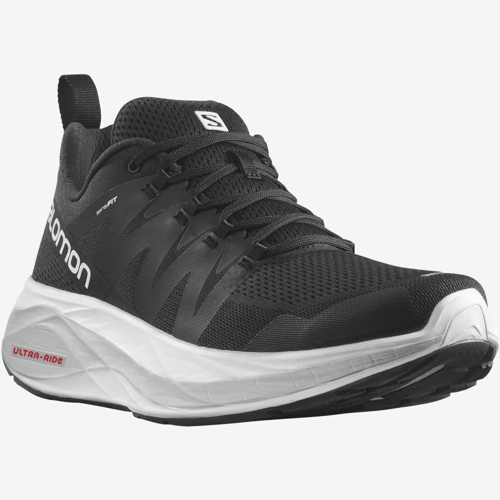 Men's Salomon GLIDE MAX Running Shoes Black/White | VAWK-58194