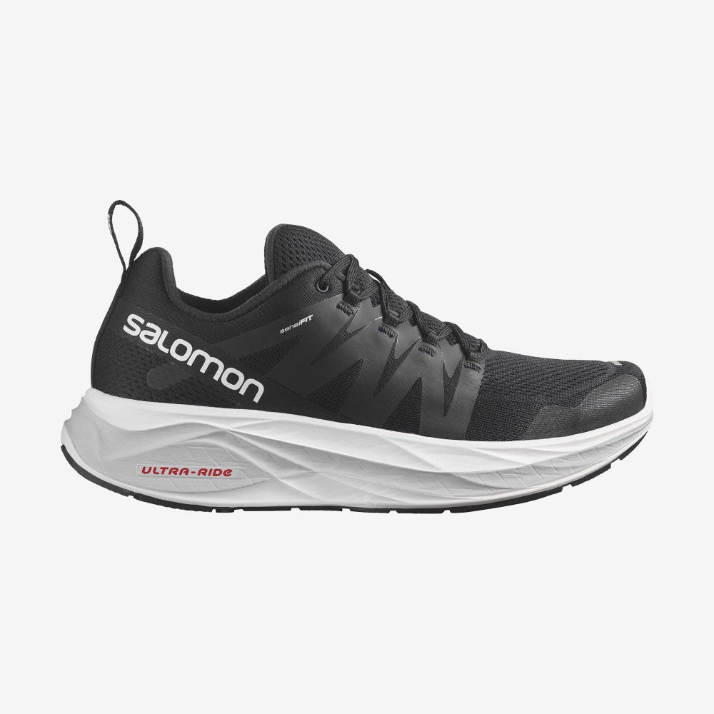 Men\'s Salomon GLIDE MAX Running Shoes Black/White | VAWK-58194