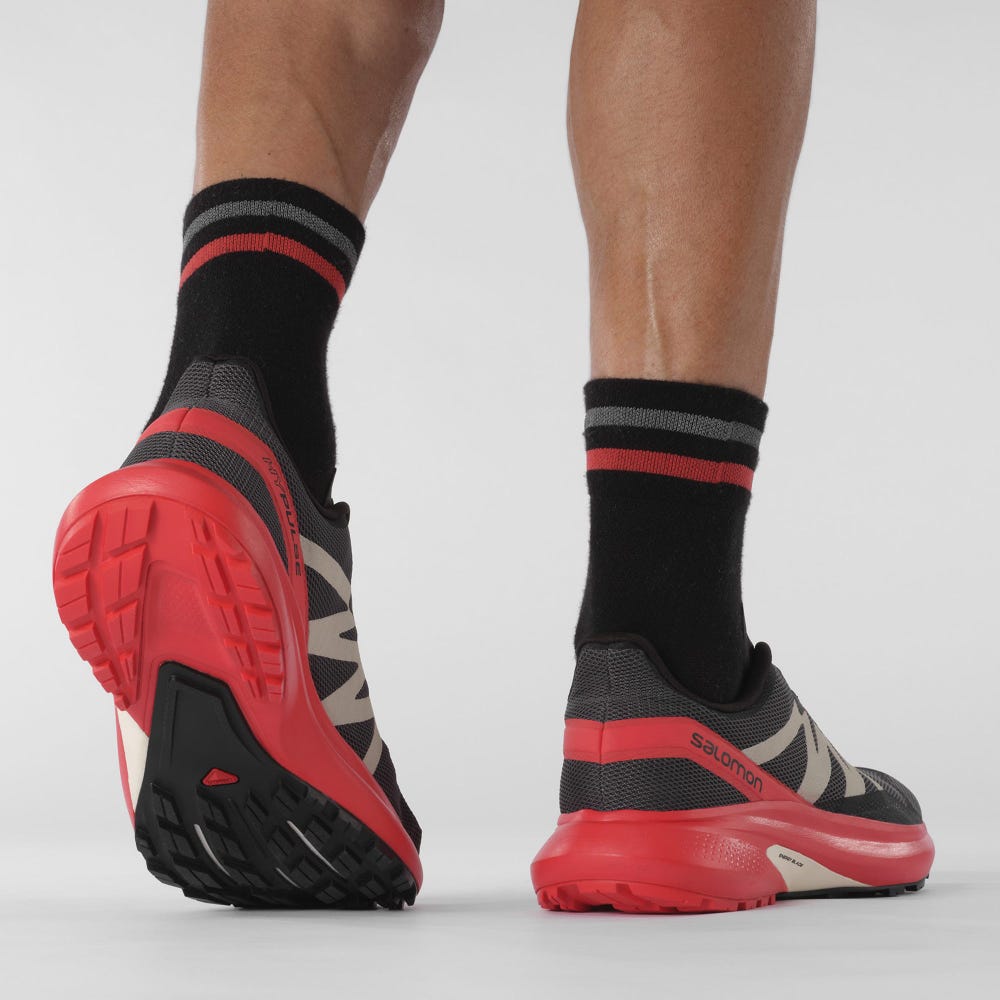 Men's Salomon HYPULSE Trail Running Shoes Grey/Red/Black | BTYC-40325