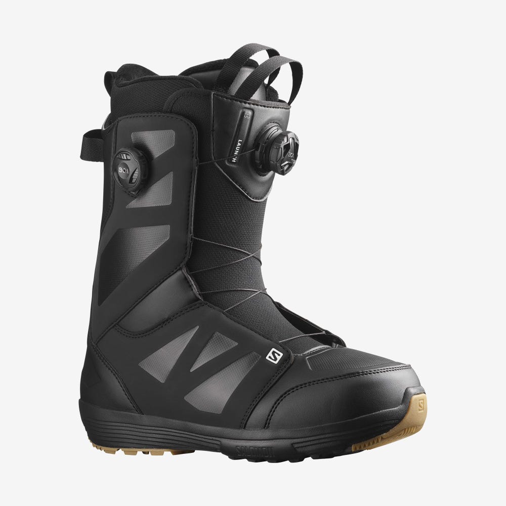 Men\'s Salomon LAUNCH BOA SJ BOA Snowboard Boots Black/White | HEZS-51487