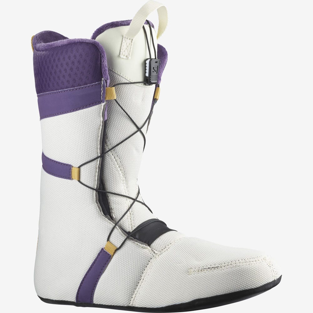 Men's Salomon LAUNCH LACE SJ BOA TEAM Snowboard Boots Beige/Purple | ZXFE-86504