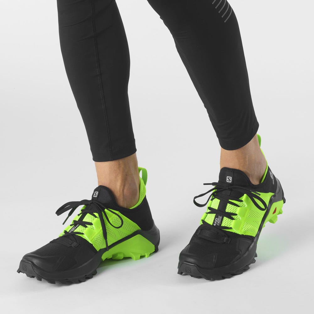 Men's Salomon MADCROSS Trail Running Shoes Black/Green | ESAJ-80596