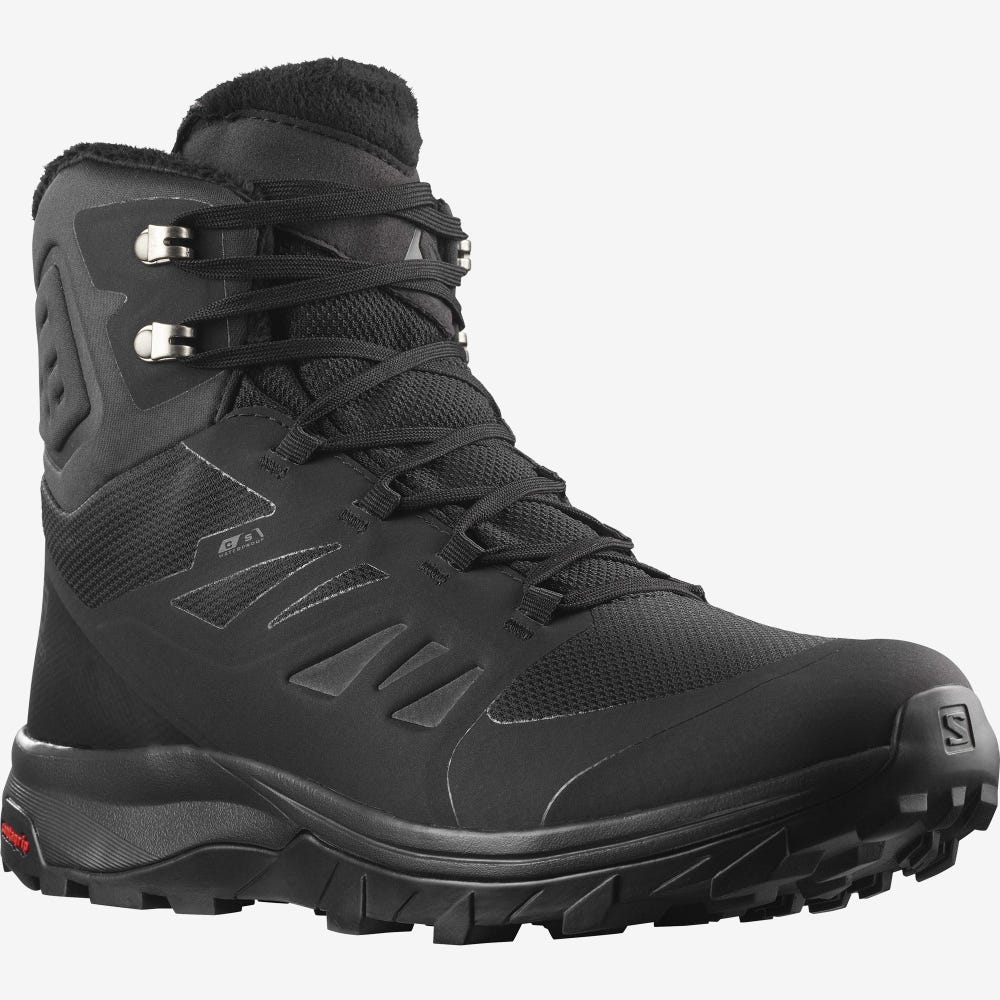 Men's Salomon OUTBLAST THINSULATE™ CLIMASALOMON™ WATERPROOF Winter Boots Black | NDIZ-37821