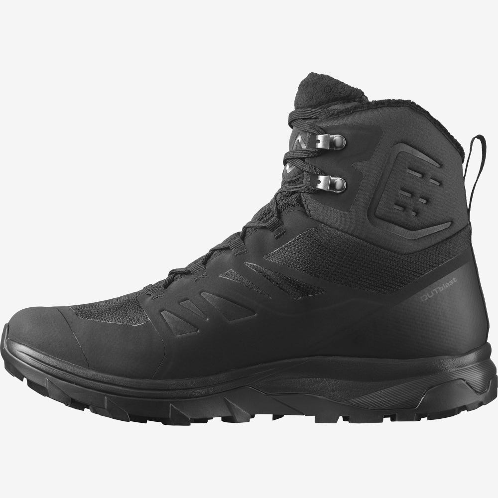 Men's Salomon OUTBLAST THINSULATE™ CLIMASALOMON™ WATERPROOF Winter Boots Black | NDIZ-37821