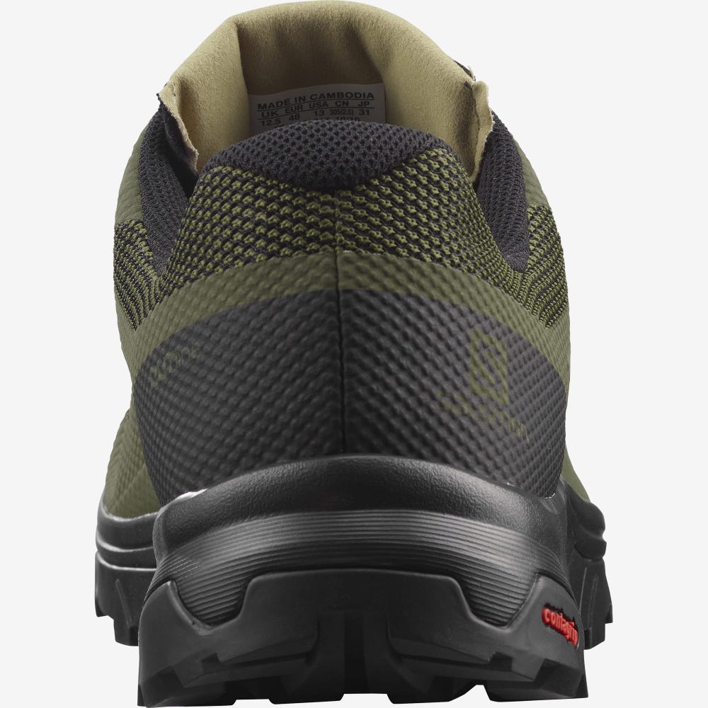 Men's Salomon OUTLINE GORE-TEX Hiking Shoes Olive/Black | HVNY-02415