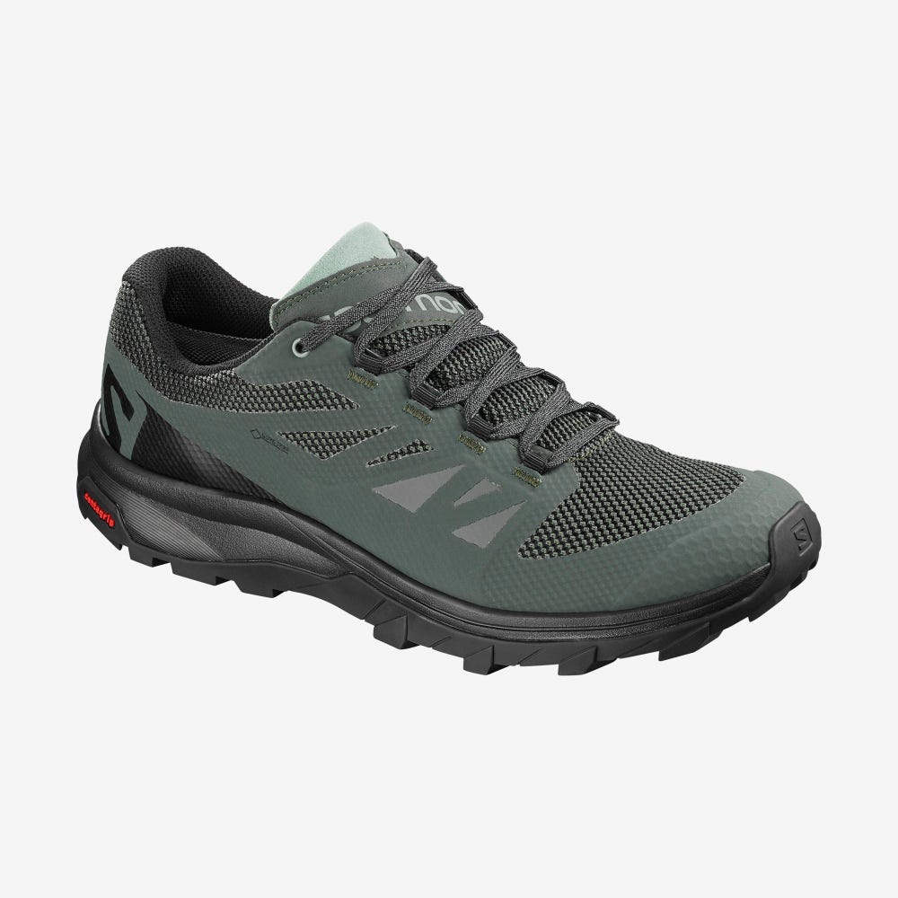 Men\'s Salomon OUTLINE GORE-TEX Hiking Shoes Green/Black | NTYV-18032