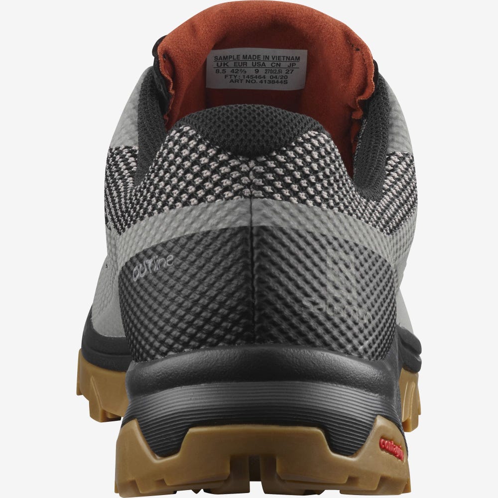 Men's Salomon OUTLINE GORE-TEX Hiking Shoes Grey/Black/Dark Red | PJCH-68432