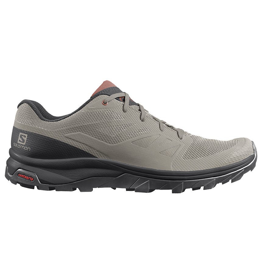 Men's Salomon OUTLINE Hiking Shoes Black/Dark Red | JDMO-48560