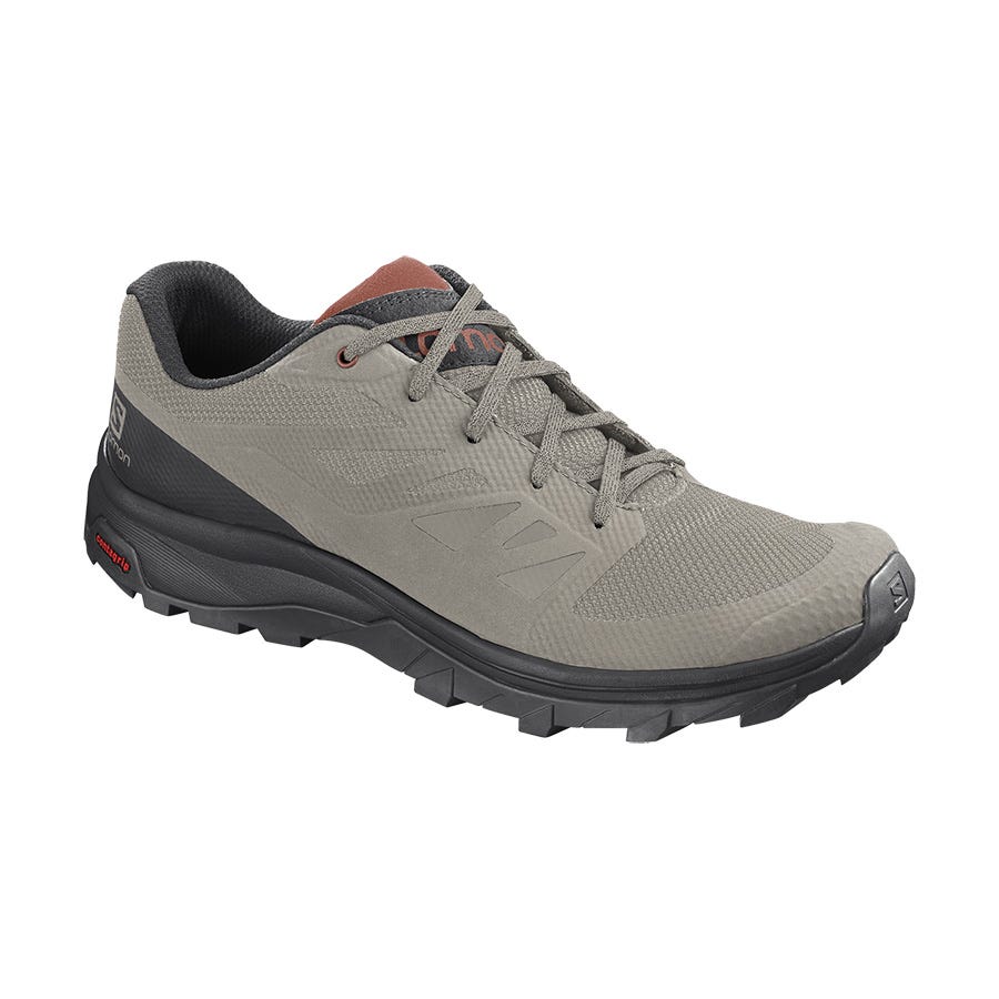 Men\'s Salomon OUTLINE Hiking Shoes Black/Dark Red | JDMO-48560