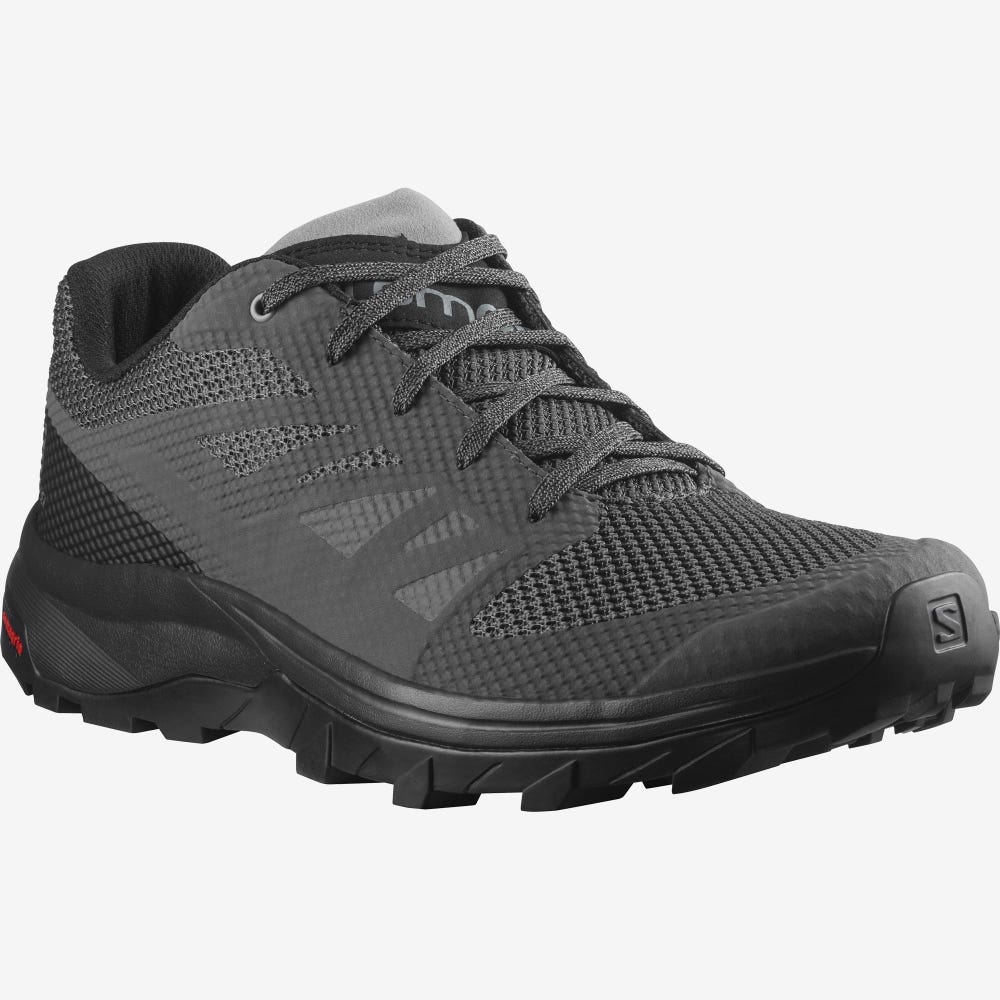 Men's Salomon OUTLINE Hiking Shoes Grey/Black | QRVB-13529