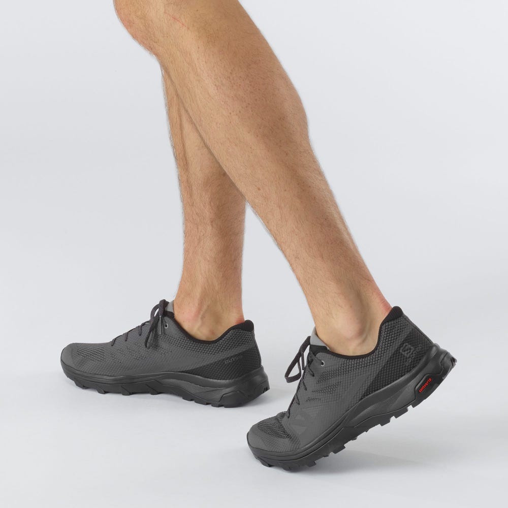 Men's Salomon OUTLINE Hiking Shoes Grey/Black | QRVB-13529