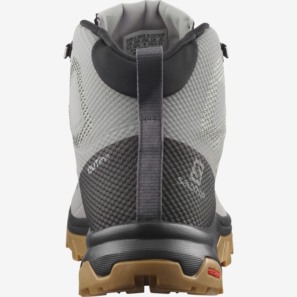 Men's Salomon OUTLINE MID GORE-TEX Hiking Boots Grey/Black | JBDY-72504