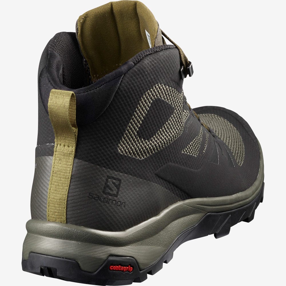 Men's Salomon OUTLINE MID GORE-TEX Hiking Boots Black/Brown | NADP-92648