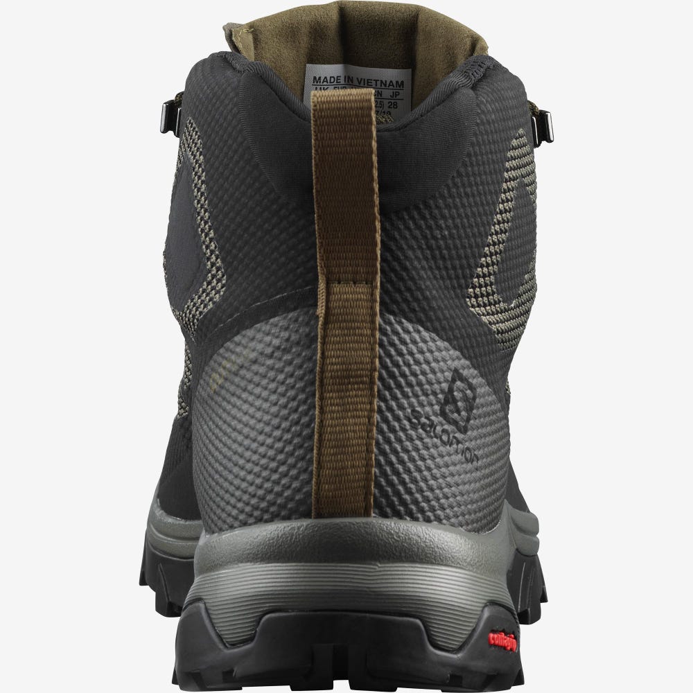 Men's Salomon OUTLINE MID GORE-TEX Hiking Boots Black/Brown | NADP-92648
