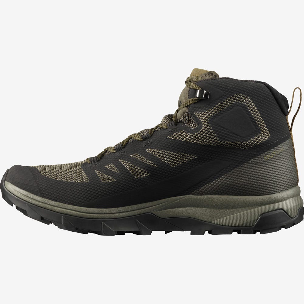 Men's Salomon OUTLINE MID GORE-TEX Hiking Boots Black/Brown | NADP-92648