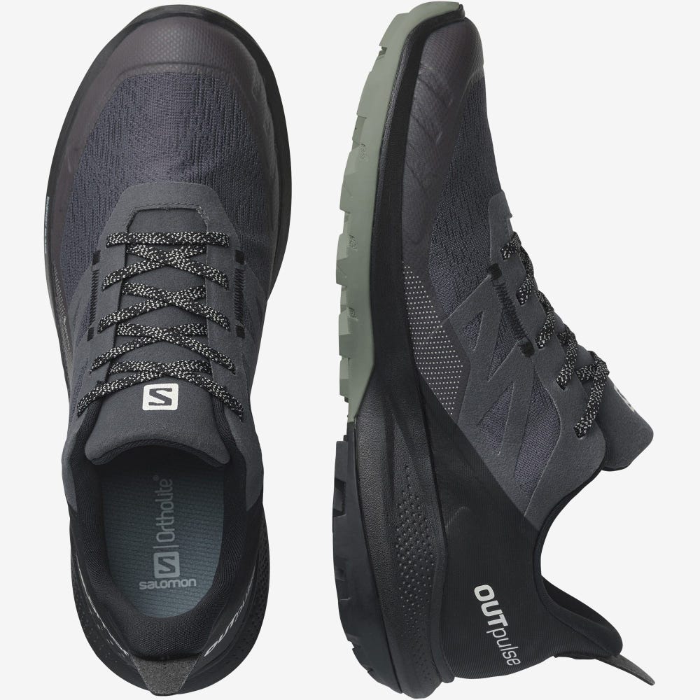 Men's Salomon OUTPULSE GORE-TEX Hiking Shoes Grey/Black | JUIM-05234